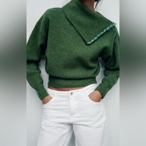 Zara Green Sweater with Button Detail